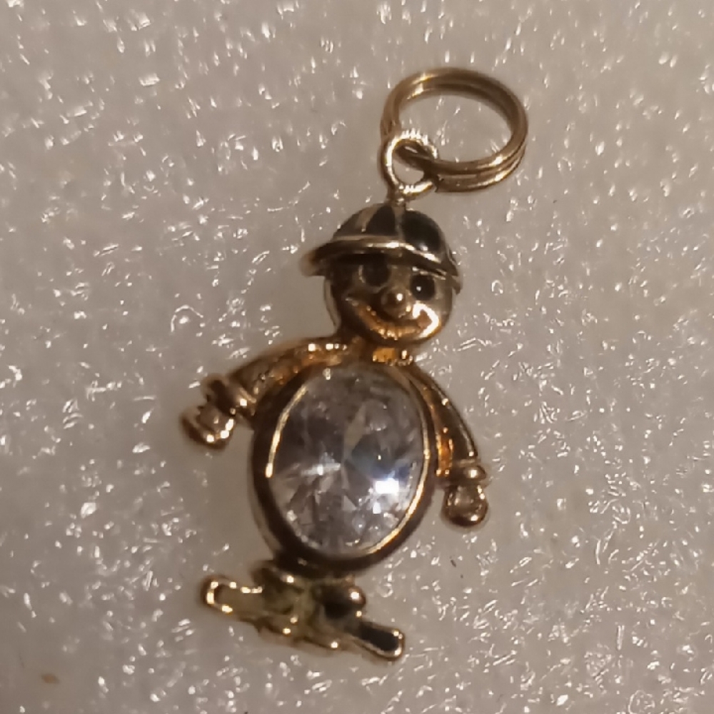 Vintage Charm Gold Over 925 sterling silver Quartz Center Crystal.